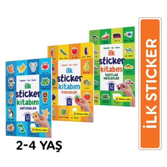 Yükselen Zeka-İlk Sticker Kitabım Seti (Hayvanlar – Taşıtlar – Meslekler – Yiyecekler)