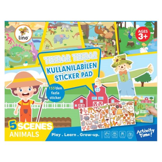 Lino-Tekrar Kullanılabilen Sticker Pad-Hayvanlar