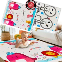 Circle Toys-Çift Taraflı Katlanabilir Oyun Halısı(Dino-Uzay)180×200 cm