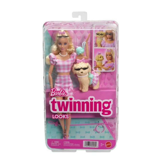 MATTEL-Barbie Twining Looks Moda Bebeği ve Evcil Köpeği COD.JFB36