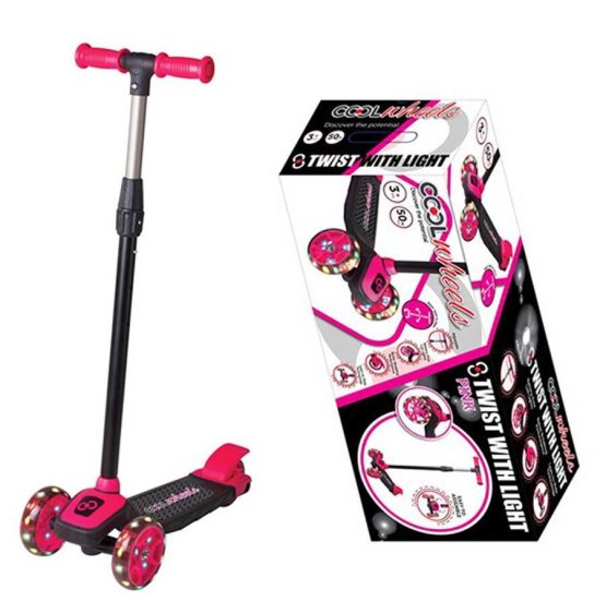 Cool Wheels – Işıklı 3 Tekerlekli Ayarlanabilir Twist Scooter ( Pembe )