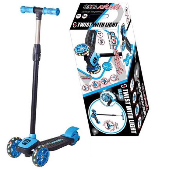 Cool Wheels – Işıklı 3 Tekerlekli Ayarlanabilir Twist Scooter ( Mavi )