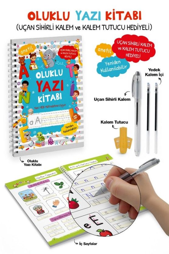 Oluklu Yazı Kitabı ( Uçan Sihirli Kalem ve Kalem Tutucu Hediyeli )