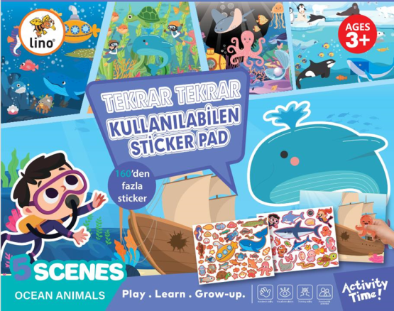 LİNO – Tekrar Kullanabilen Sticker Pad – Okyanus Canlıları
